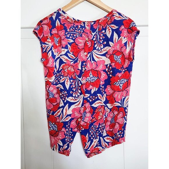 Sigrid Olson Linen Peony Pattern T shirt Size M - Picture 2 of 2